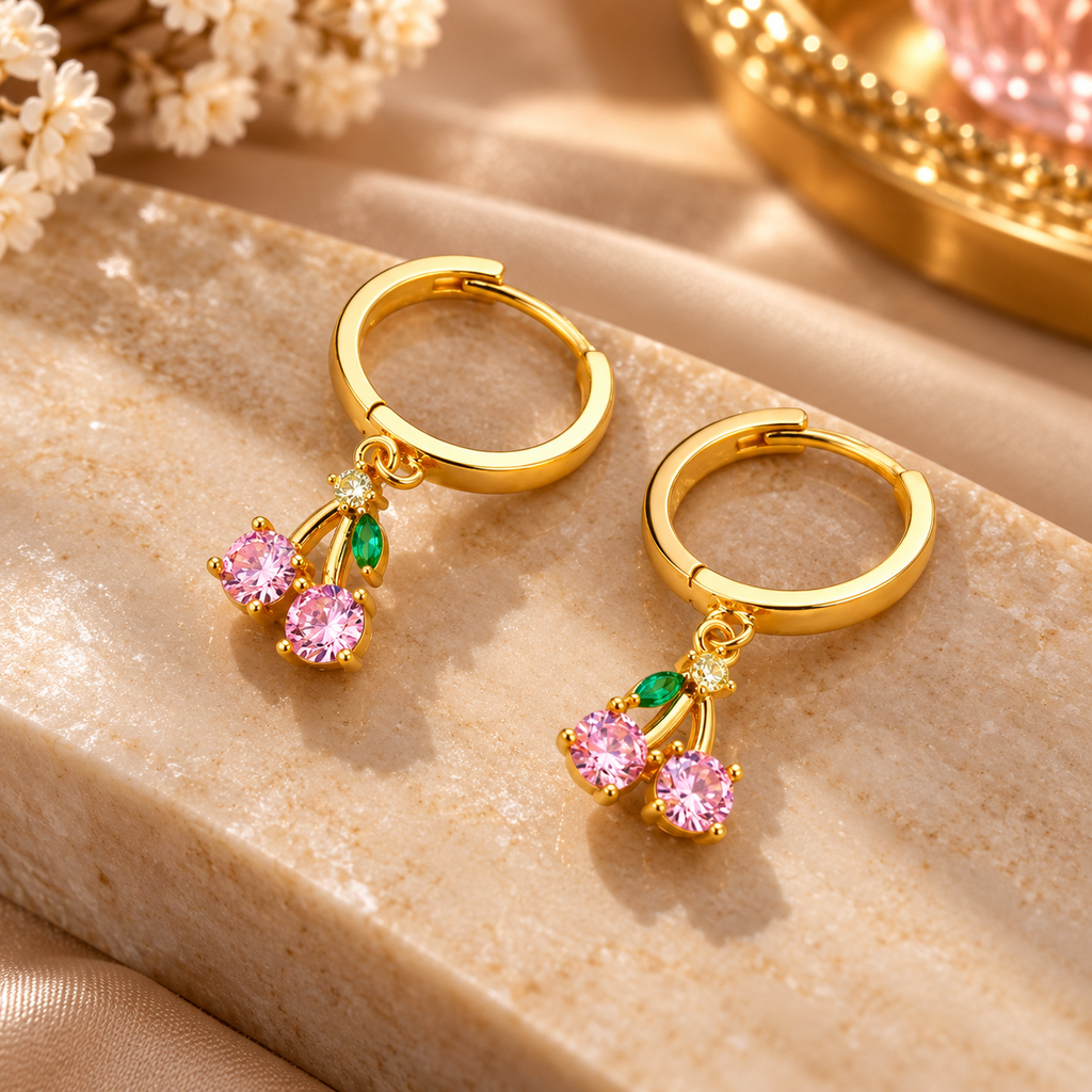 Pink Cherry Hoops