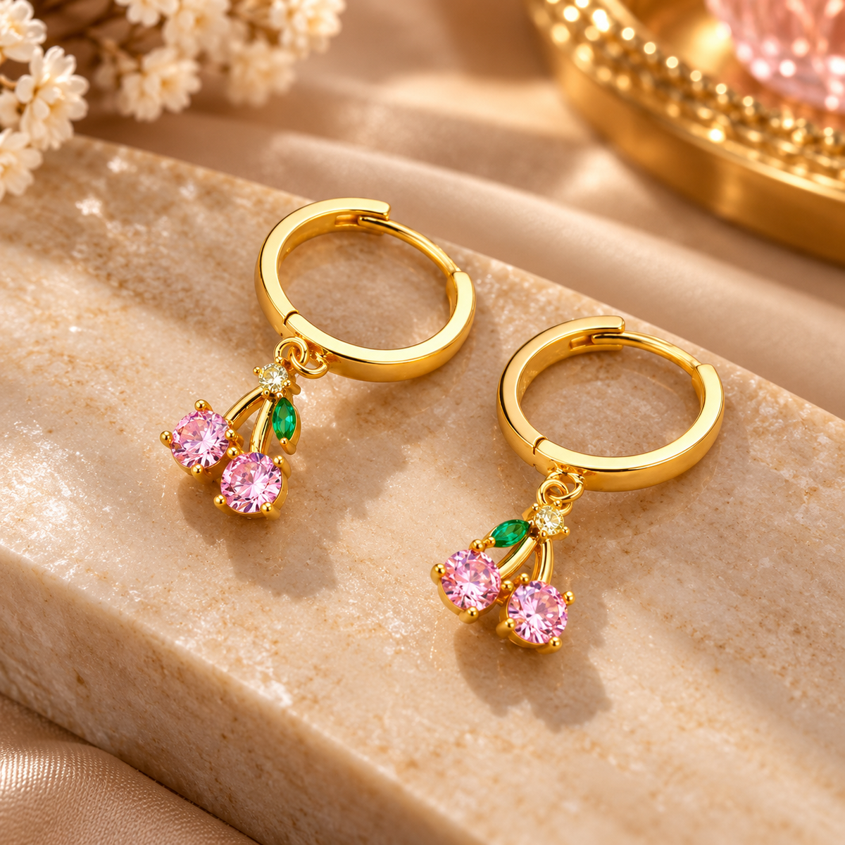 Pink Cherry Hoops