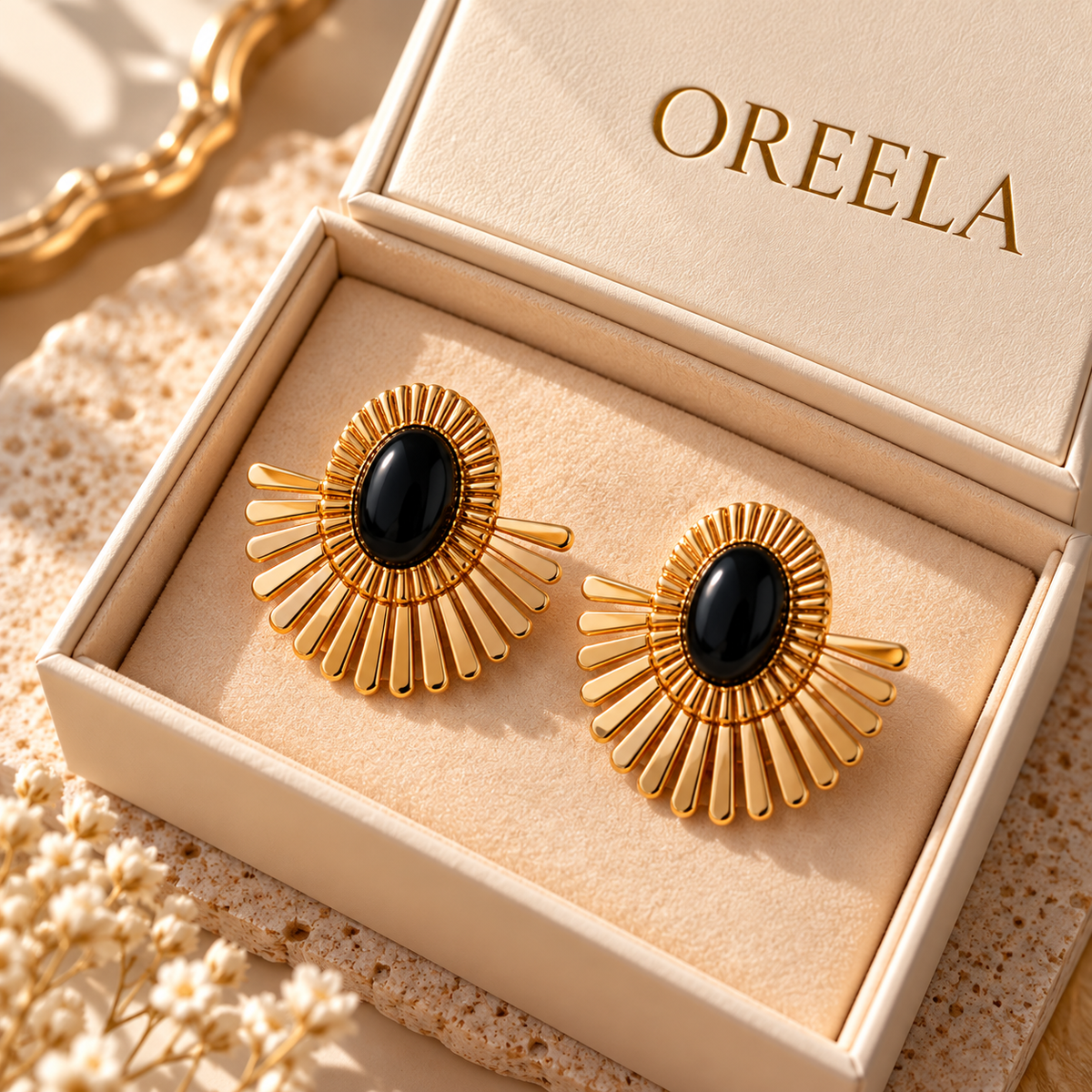 Mid Stone Sunflower Clip-on Earrings