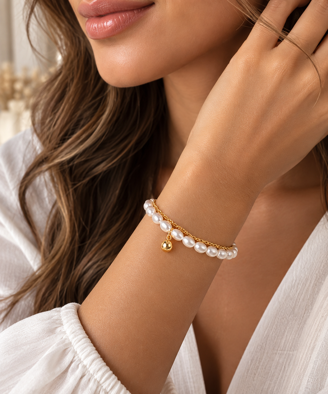 Gia Golden Pearl Layered Bracelet