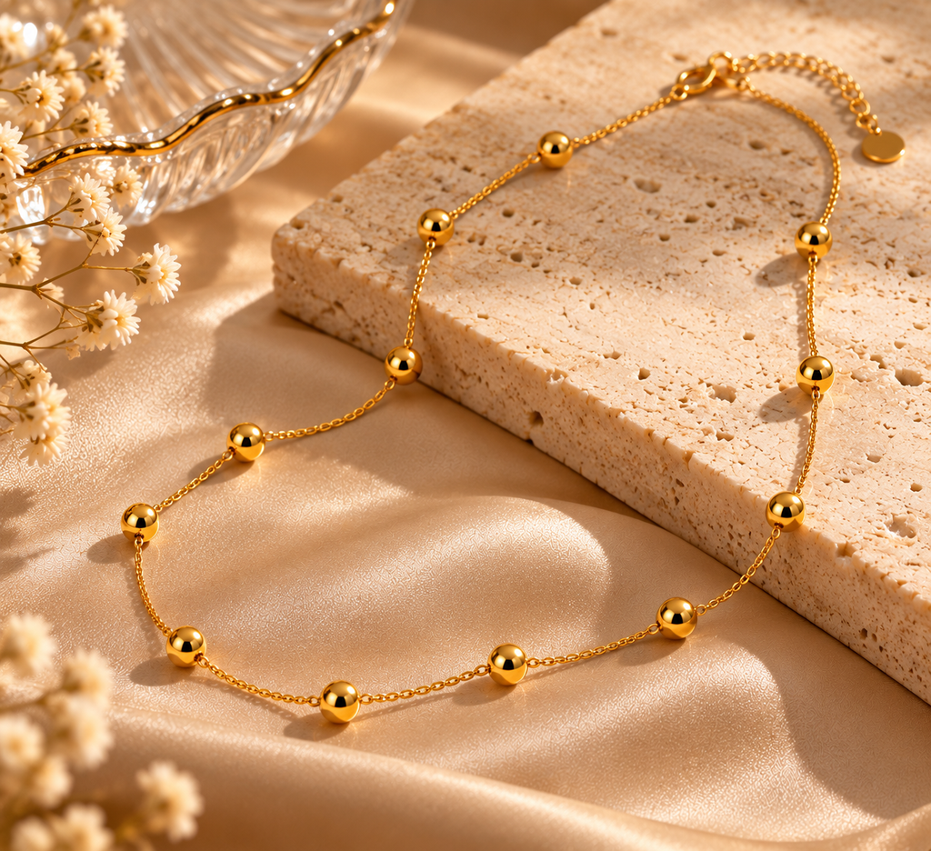 Golden Whisper Beaded Necklace
