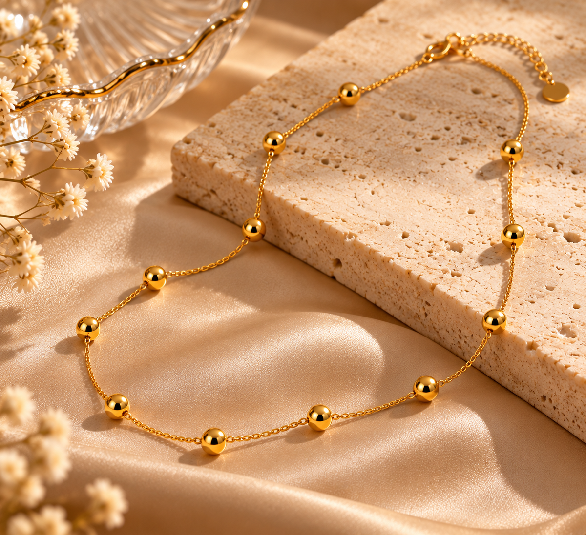 Golden Whisper Beaded Necklace