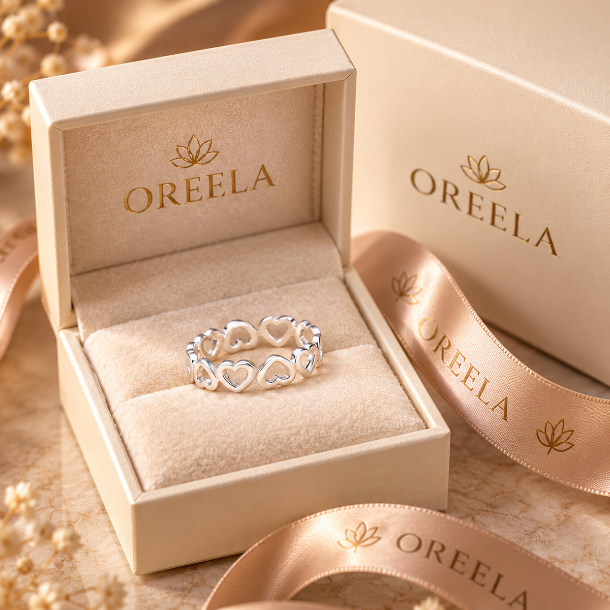 Silver Heart Eternity Ring