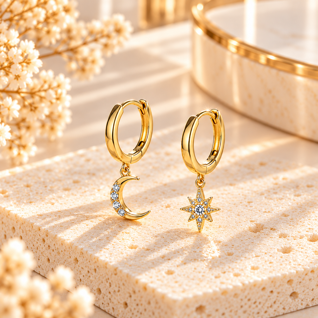 Moon & Star Charm Earrings
