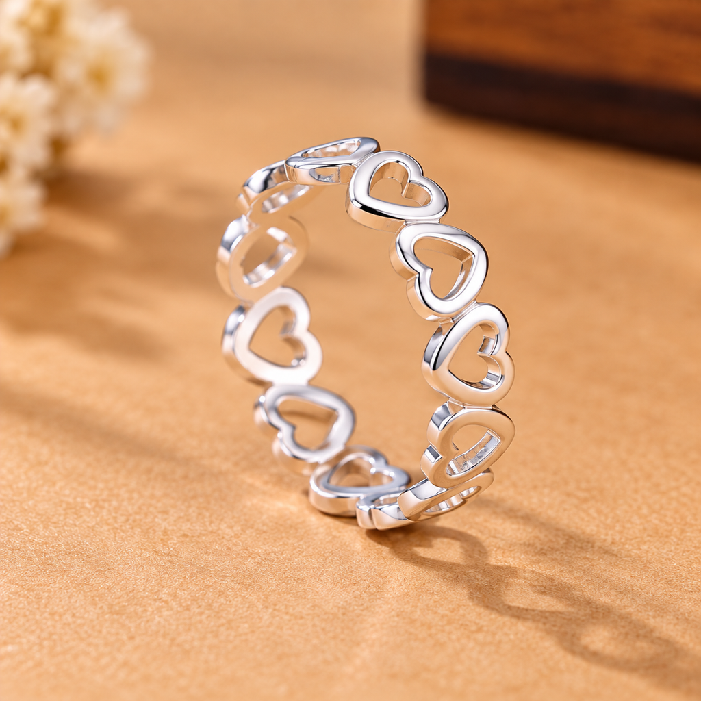 Silver Heart Eternity Ring