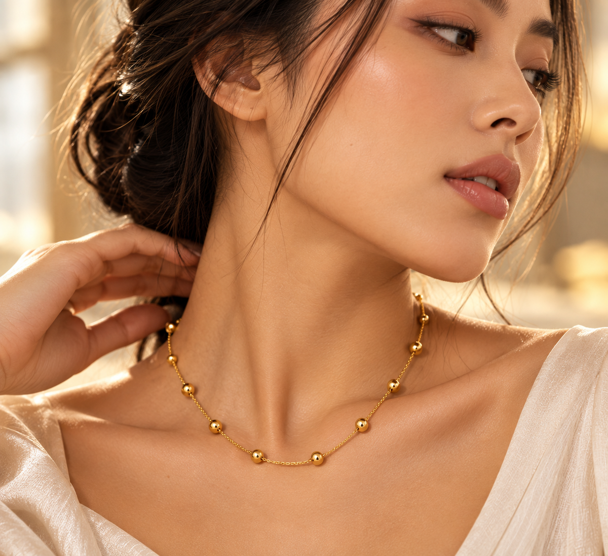 Golden Whisper Beaded Necklace