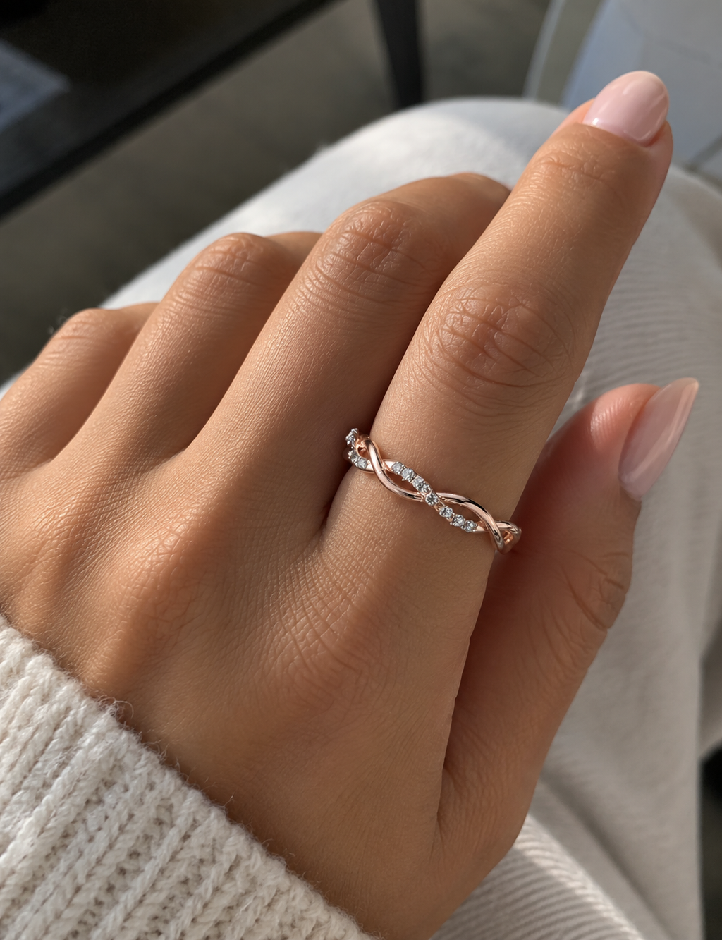 Elara Diamond Twist Ring