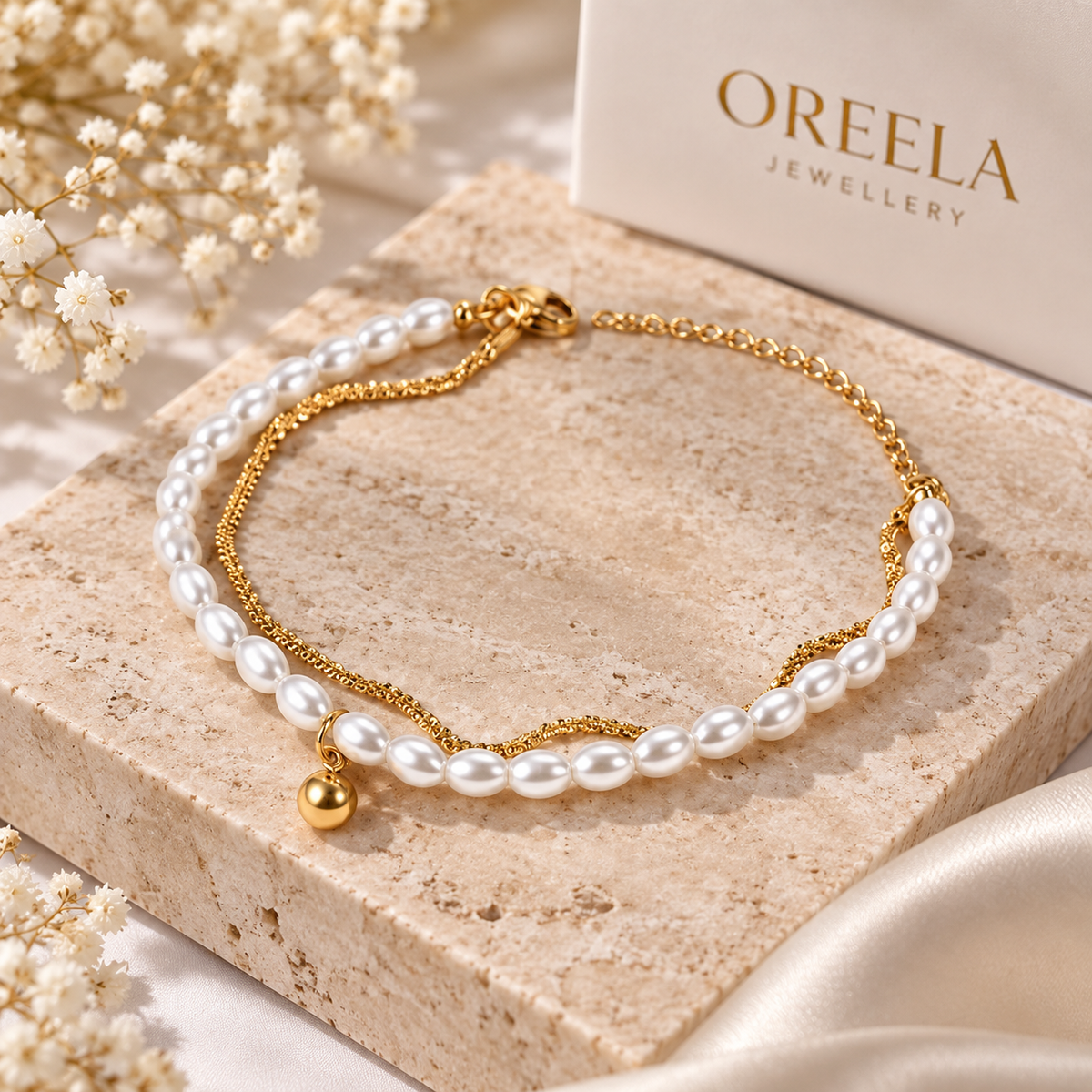 Gia Golden Pearl Layered Bracelet