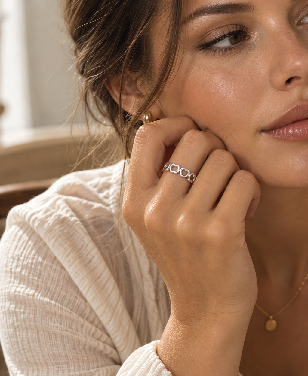 Silver Heart Eternity Ring