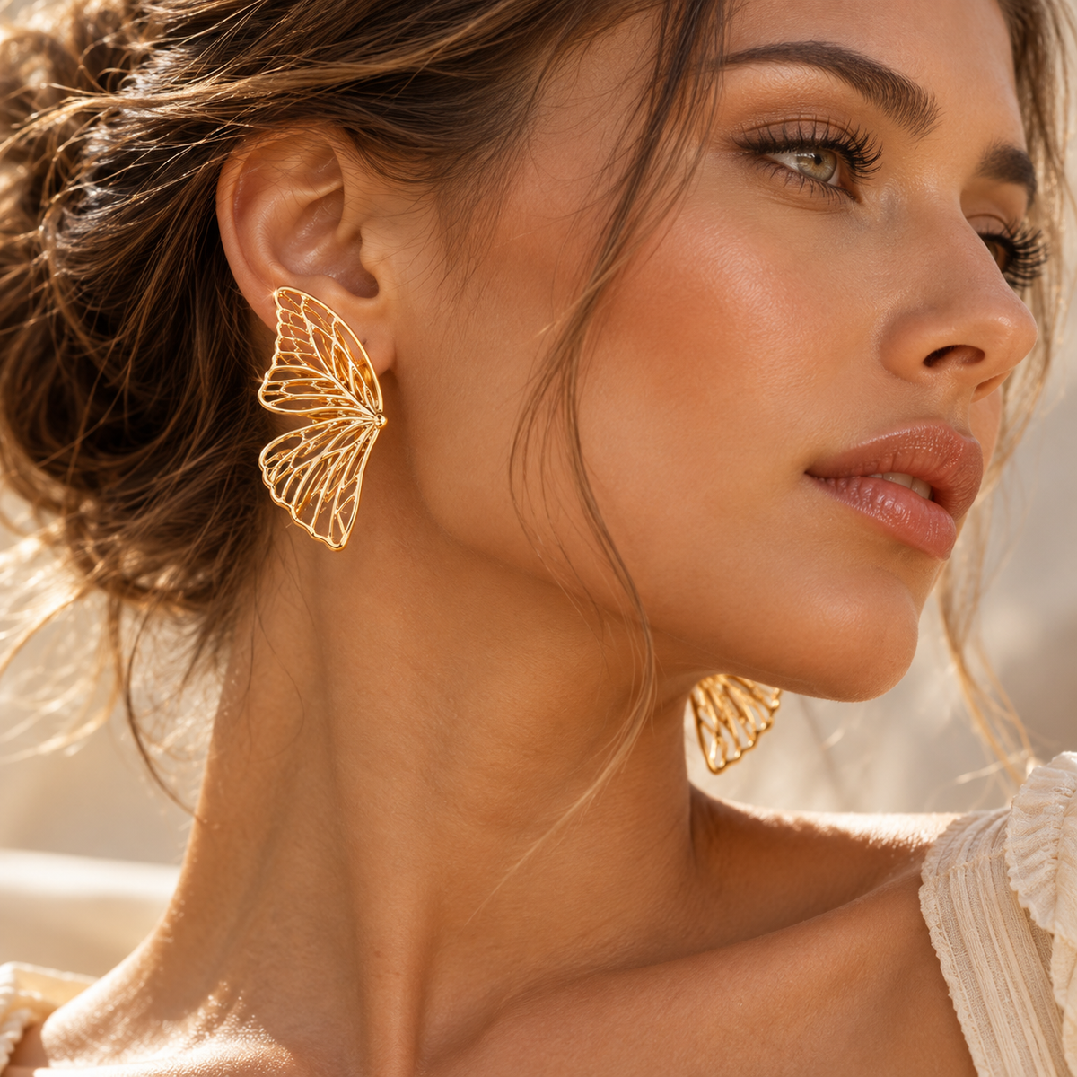 Golden Butterfly Wing Earrings