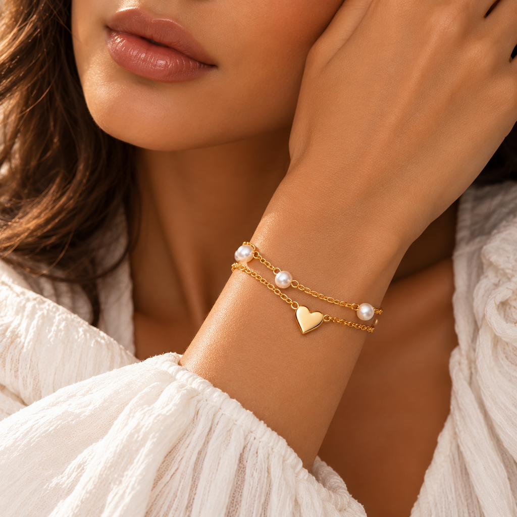 Pearl & Heart Jewellery Set