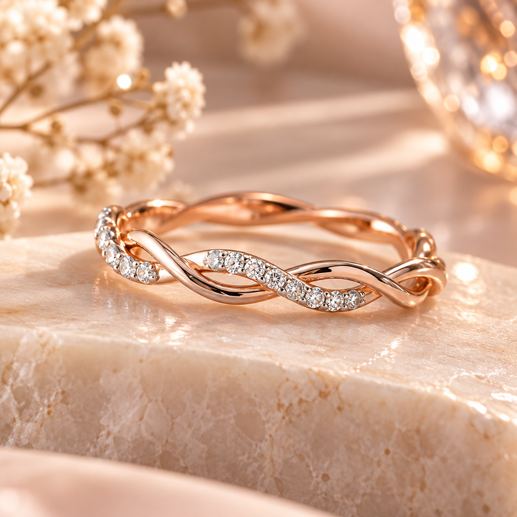 Elara Diamond Twist Ring