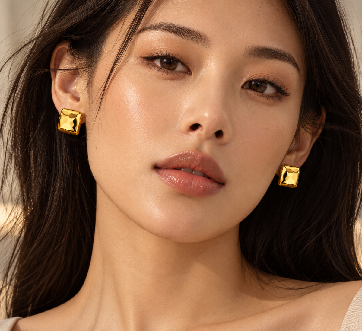 Golden Mirage Stud Earrings
