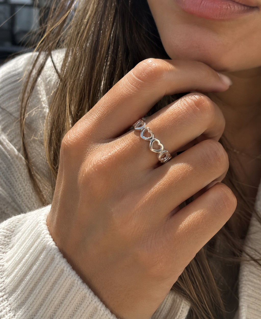 Silver Heart Eternity Ring