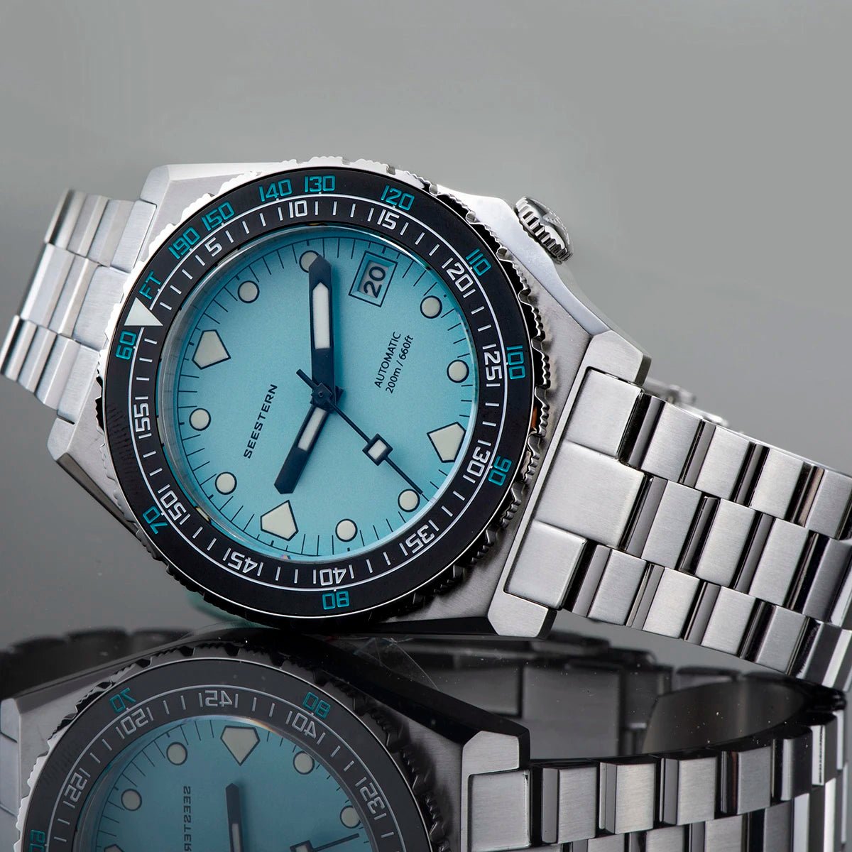 SEESTERN Men Watch Sapphire Luminous 200m Waterproof Bracelet Retro - Oreela