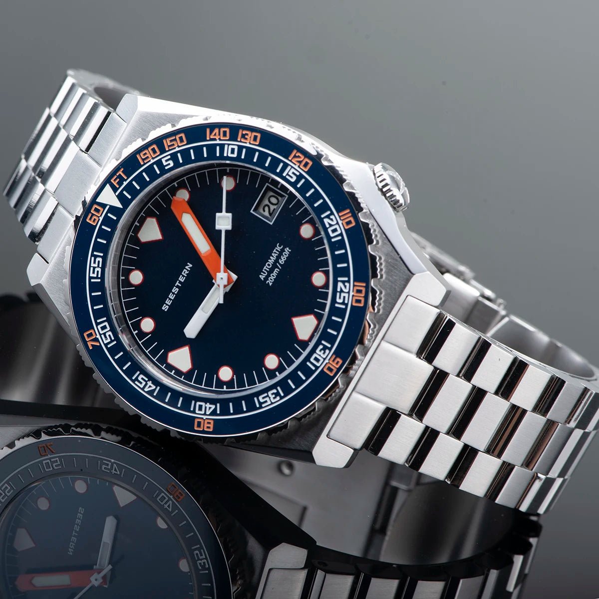 SEESTERN Men Watch Sapphire Luminous 200m Waterproof Bracelet Retro - Oreela