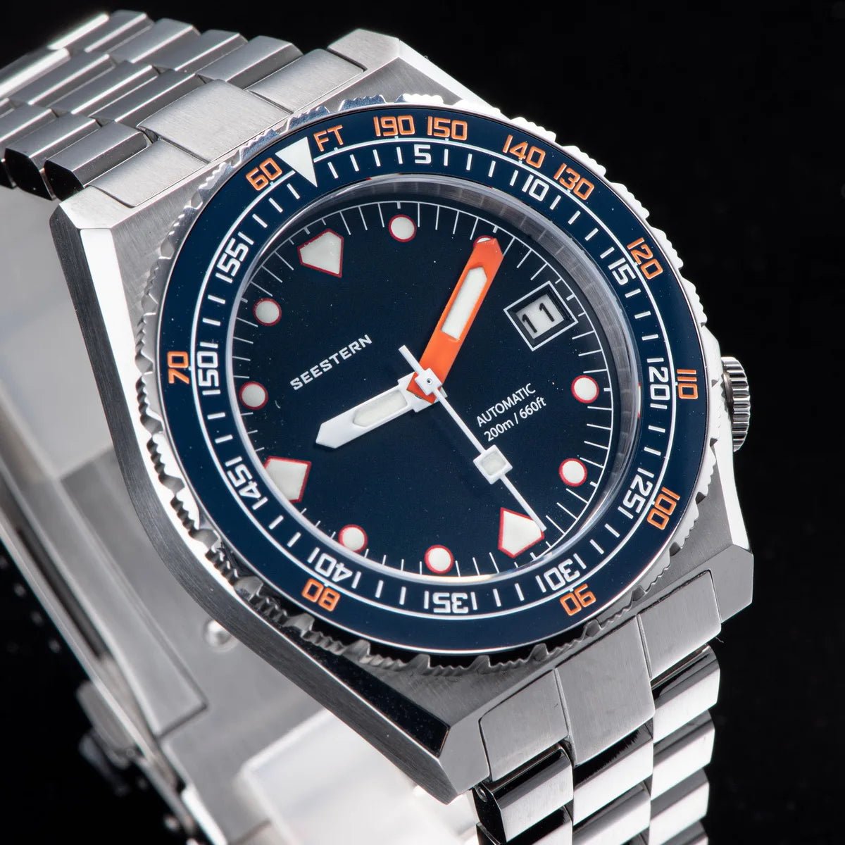 SEESTERN Men Watch Sapphire Luminous 200m Waterproof Bracelet Retro - Oreela