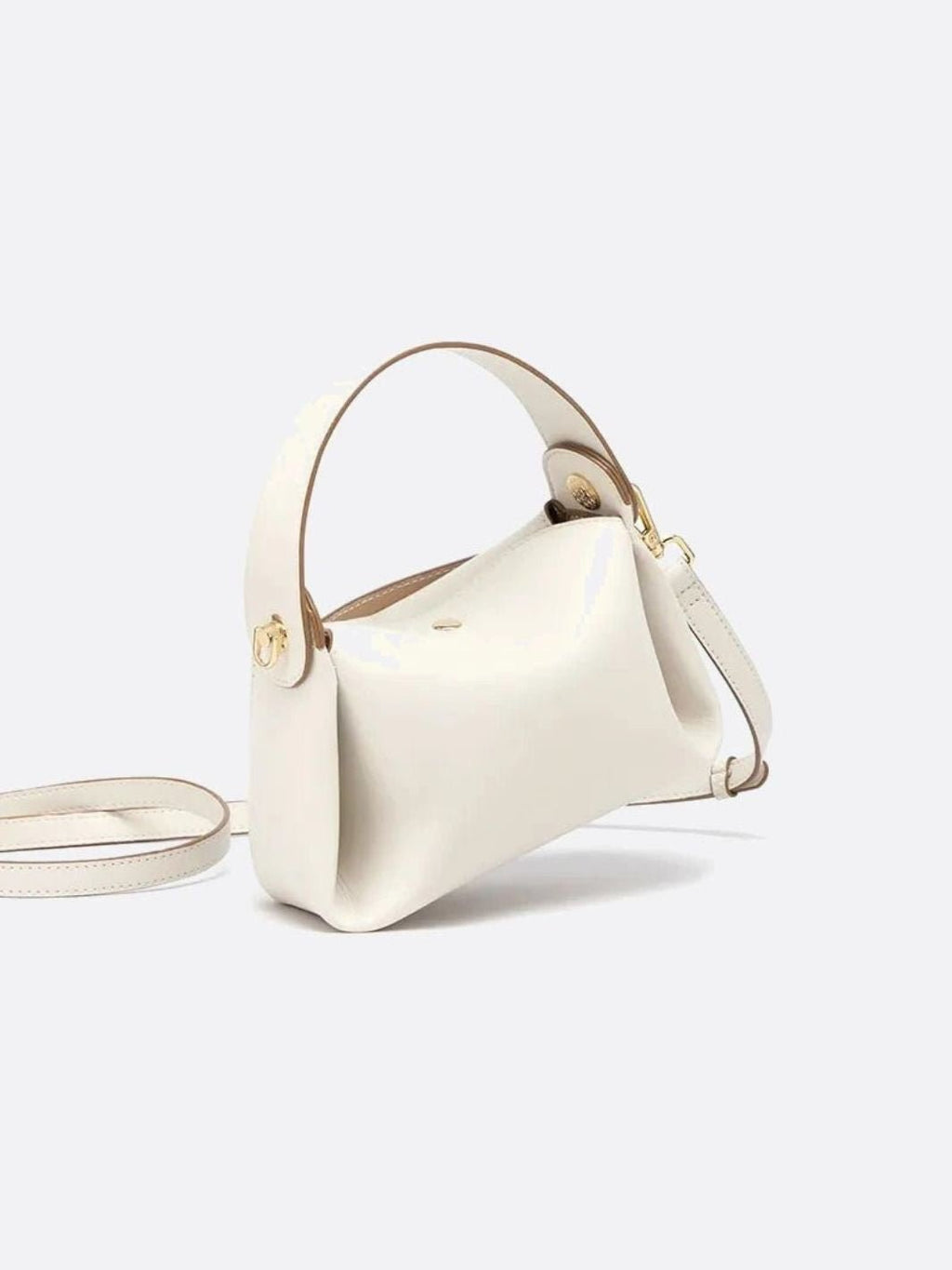 Small White Leather Shoulder Handbag - Oreela