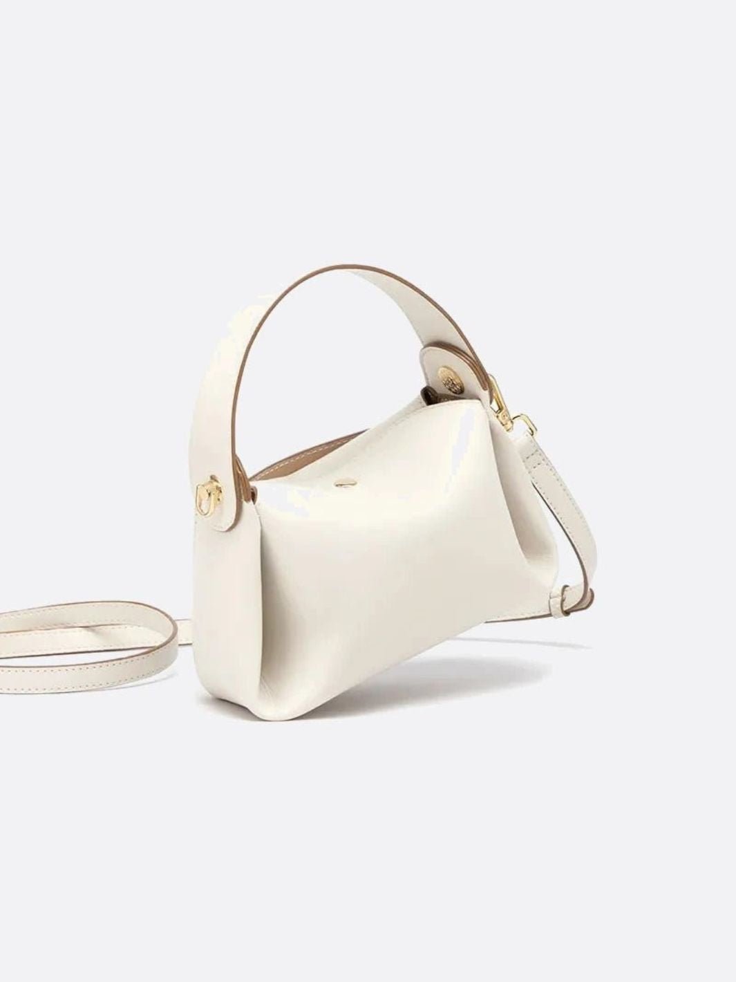 Small White Leather Shoulder Handbag - Oreela