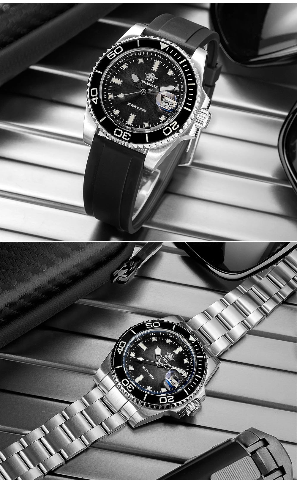 Sports Diver Watch Ceramic Bezel Colorful Dial 200m Waterproof - Oreela