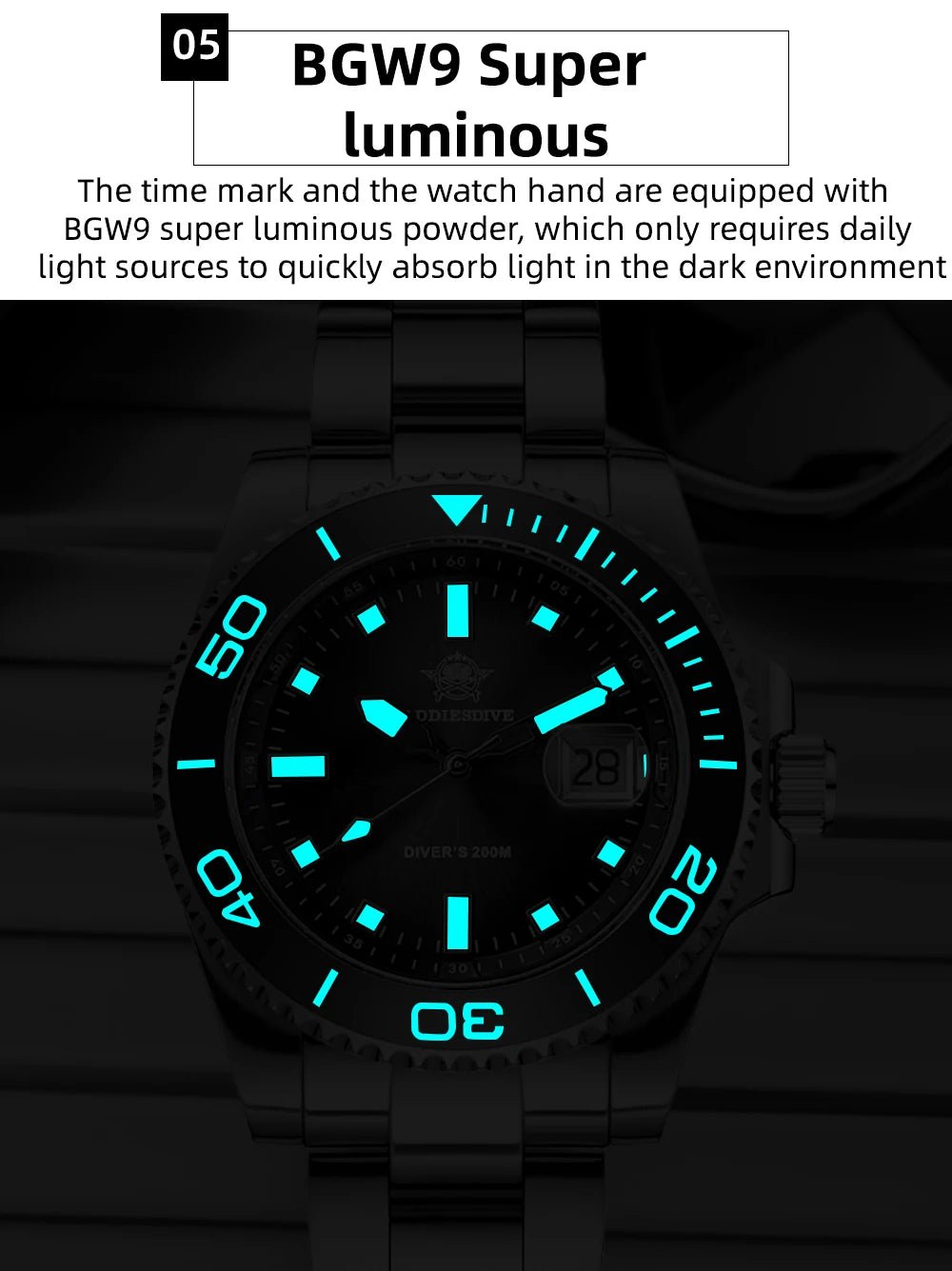 Sports Diver Watch Ceramic Bezel Colorful Dial 200m Waterproof - Oreela