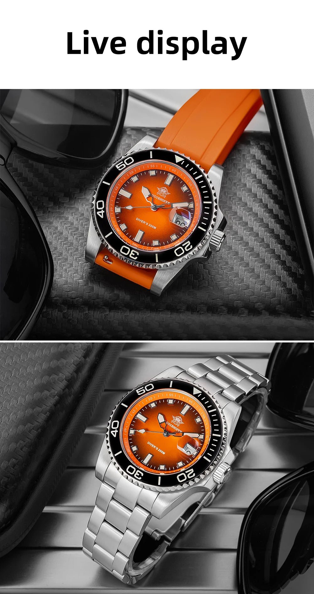 Sports Diver Watch Ceramic Bezel Colorful Dial 200m Waterproof - Oreela