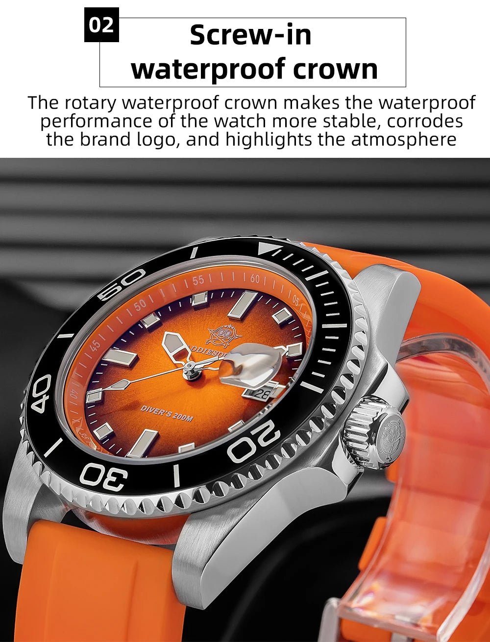 Sports Diver Watch Ceramic Bezel Colorful Dial 200m Waterproof - Oreela
