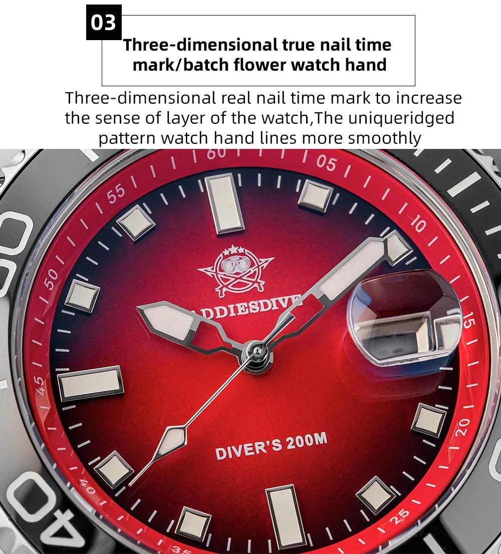 Sports Diver Watch Ceramic Bezel Colorful Dial 200m Waterproof - Oreela