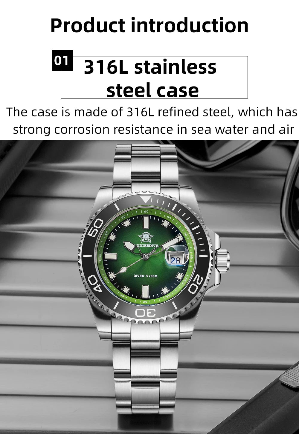 Sports Diver Watch Ceramic Bezel Colorful Dial 200m Waterproof - Oreela