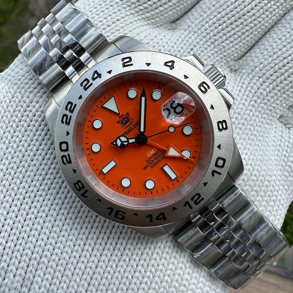 STEELDIVE Official GMT SD1992 Fashion Watch Steel Bezel Super Luminous Dive 300M Waterproof - Oreela