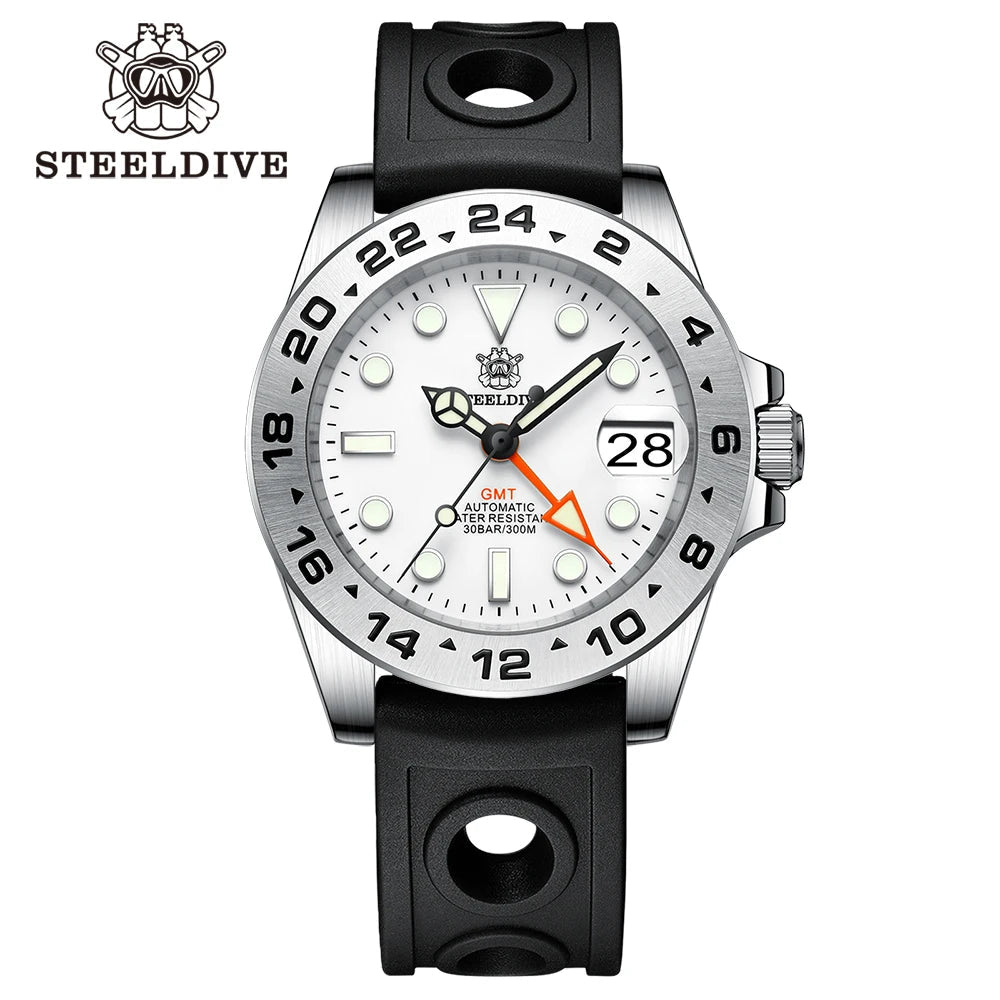 STEELDIVE Official GMT SD1992 Fashion Watch Steel Bezel Super Luminous Dive 300M Waterproof - Oreela