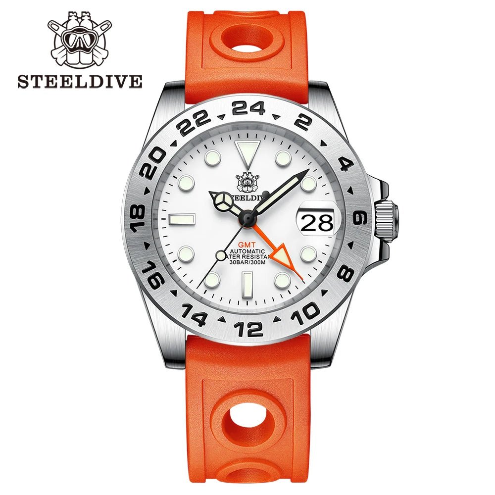 STEELDIVE Official GMT SD1992 Fashion Watch Steel Bezel Super Luminous Dive 300M Waterproof - Oreela