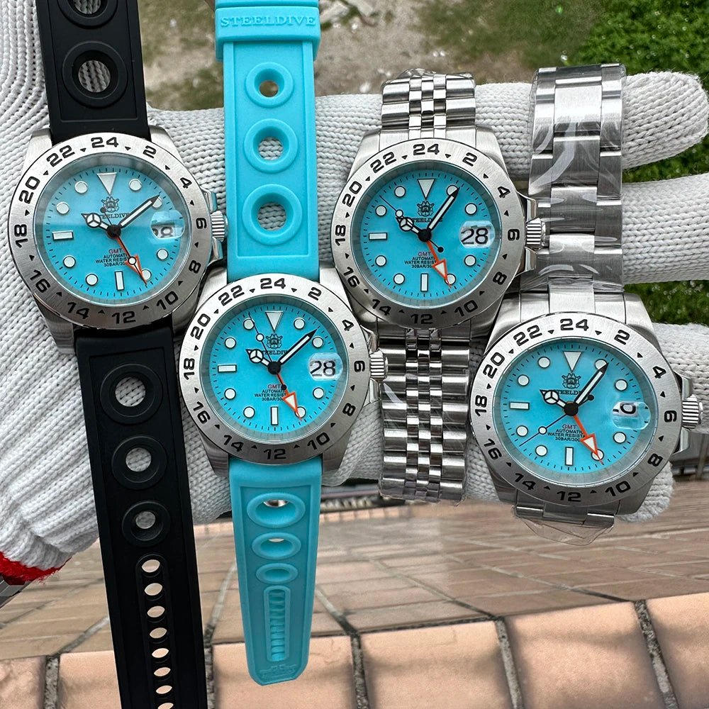 STEELDIVE Official GMT SD1992 Fashion Watch Steel Bezel Super Luminous Dive 300M Waterproof - Oreela