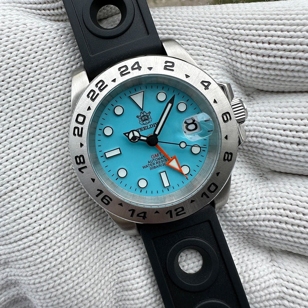 STEELDIVE Official GMT SD1992 Fashion Watch Steel Bezel Super Luminous Dive 300M Waterproof - Oreela