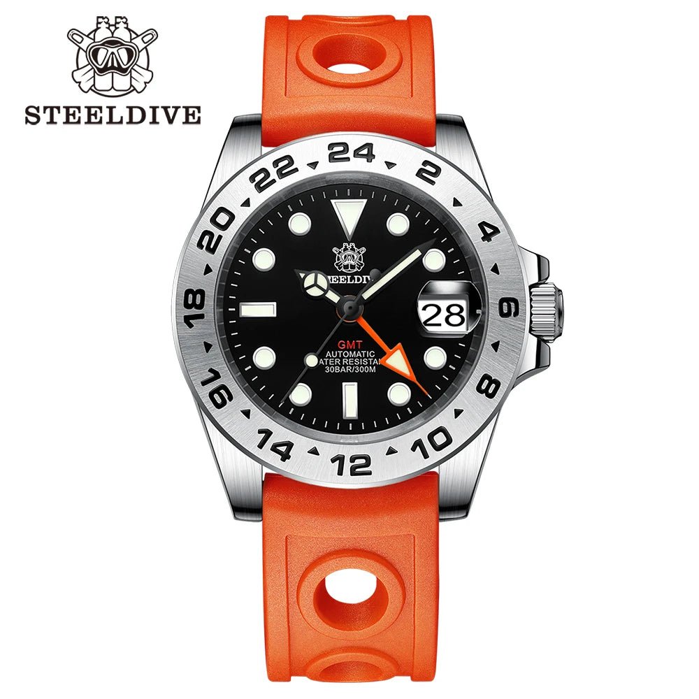 STEELDIVE Official GMT SD1992 Fashion Watch Steel Bezel Super Luminous Dive 300M Waterproof - Oreela