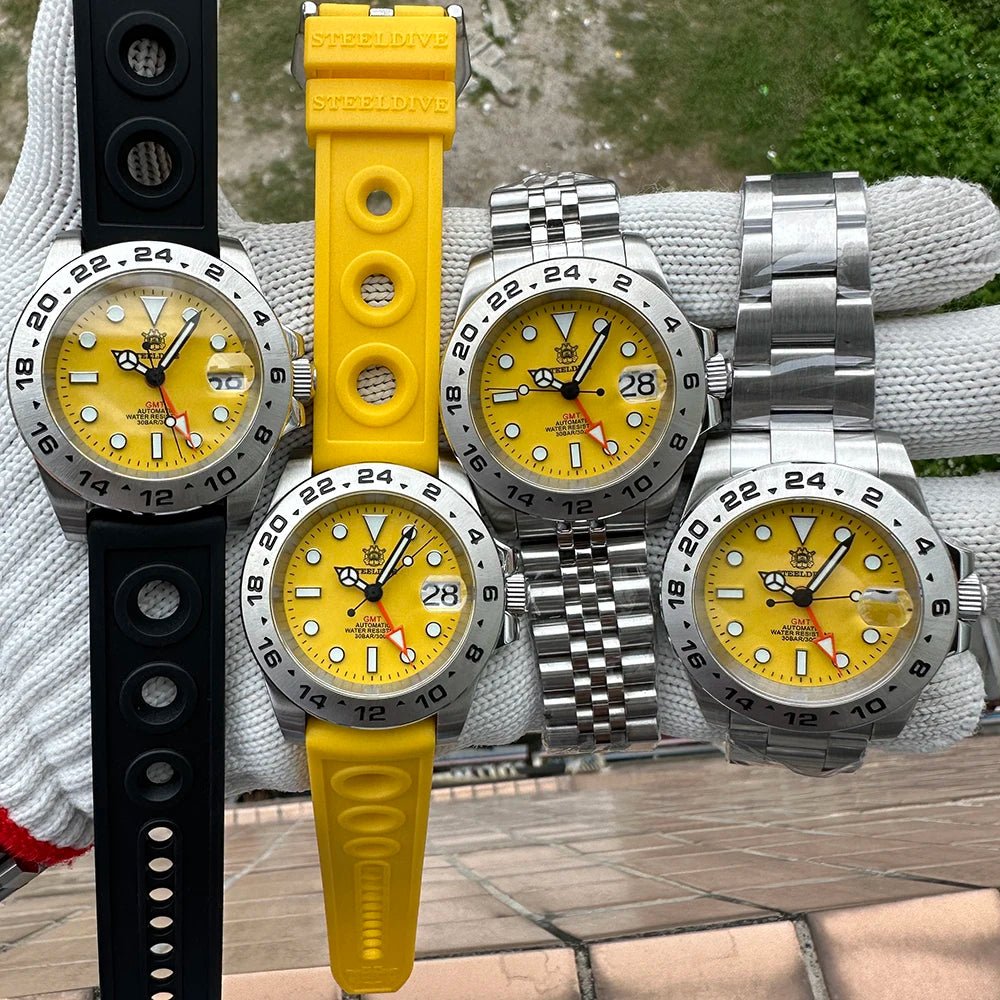 STEELDIVE Official GMT SD1992 Fashion Watch Steel Bezel Super Luminous Dive 300M Waterproof - Oreela