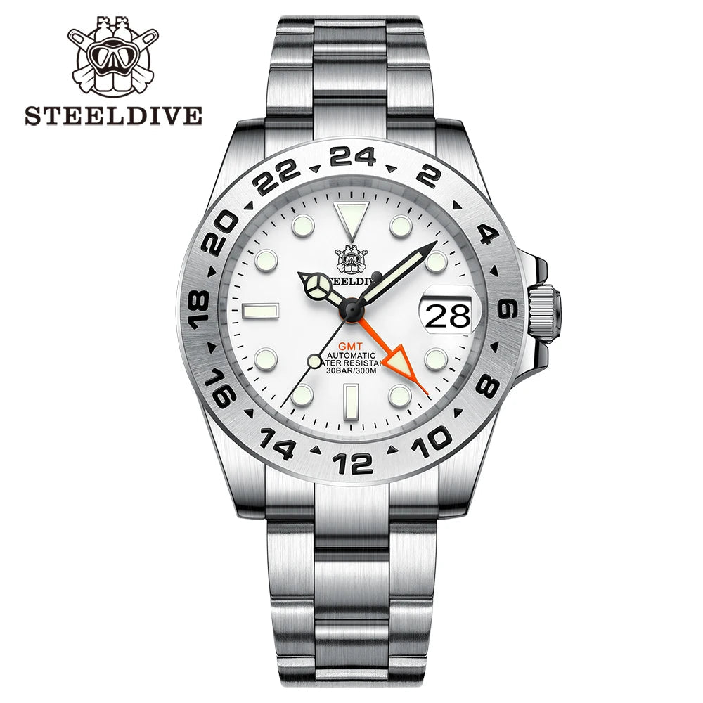 STEELDIVE Official GMT SD1992 Fashion Watch Steel Bezel Super Luminous Dive 300M Waterproof - Oreela