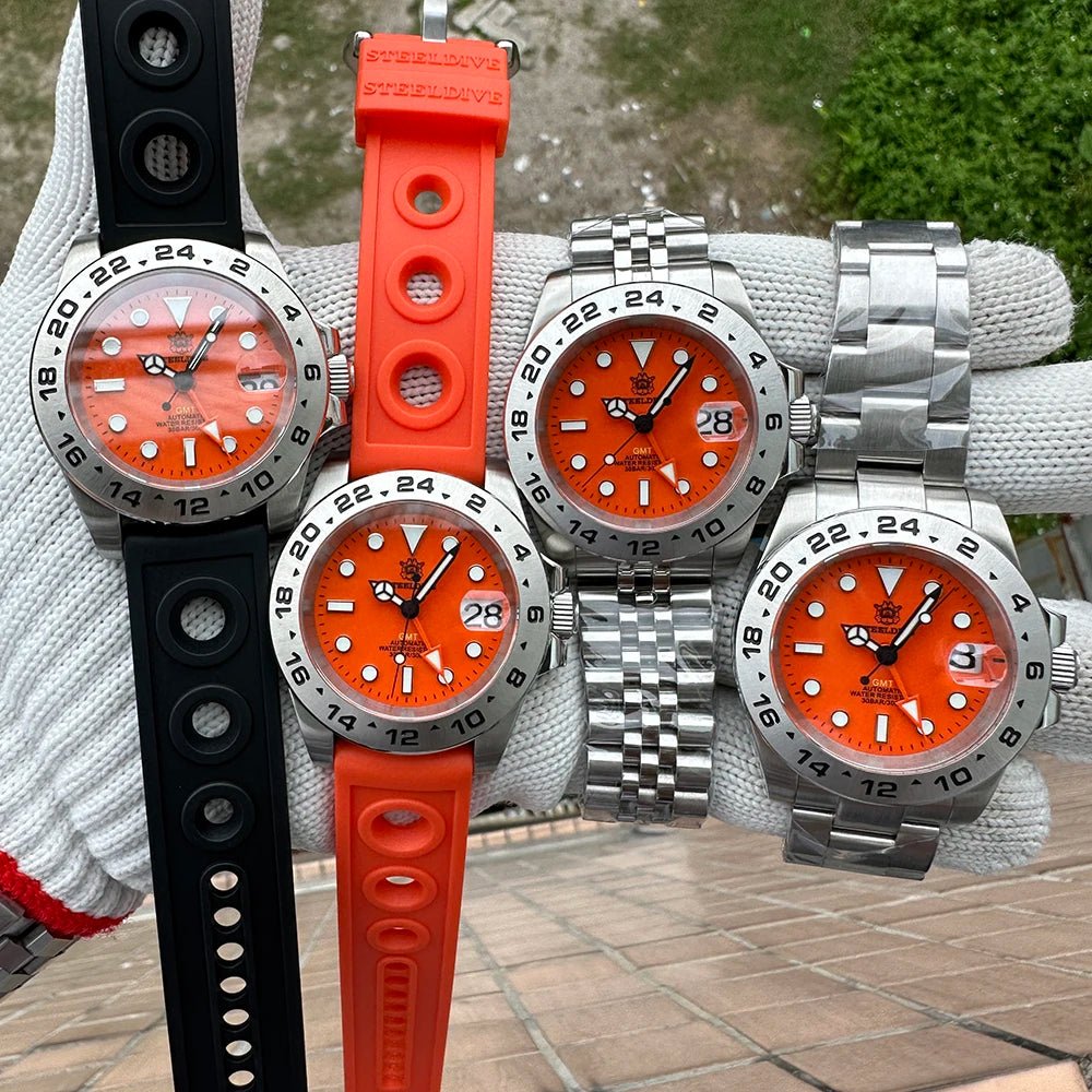 STEELDIVE Official GMT SD1992 Fashion Watch Steel Bezel Super Luminous Dive 300M Waterproof - Oreela