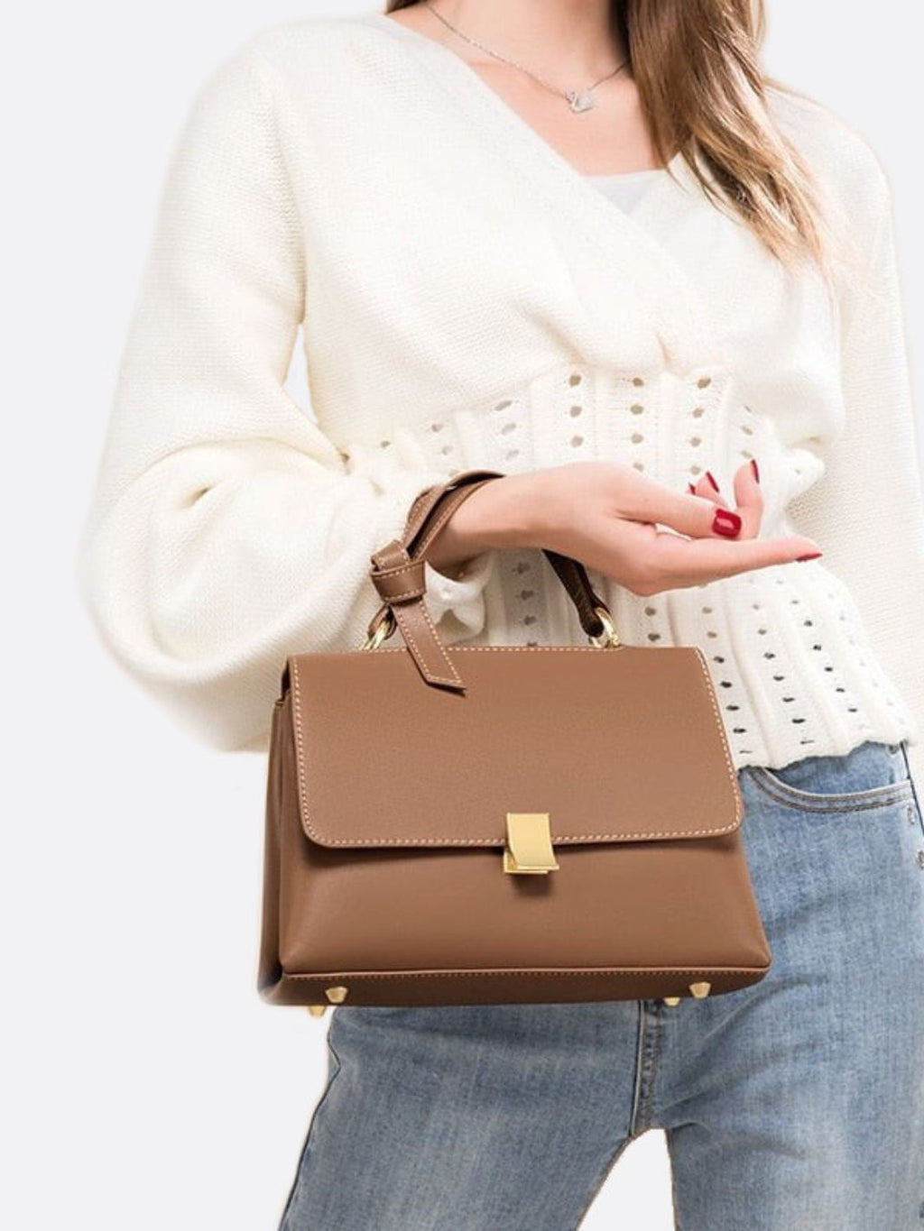 Trapeze Genuine Leather Handbag - Oreela