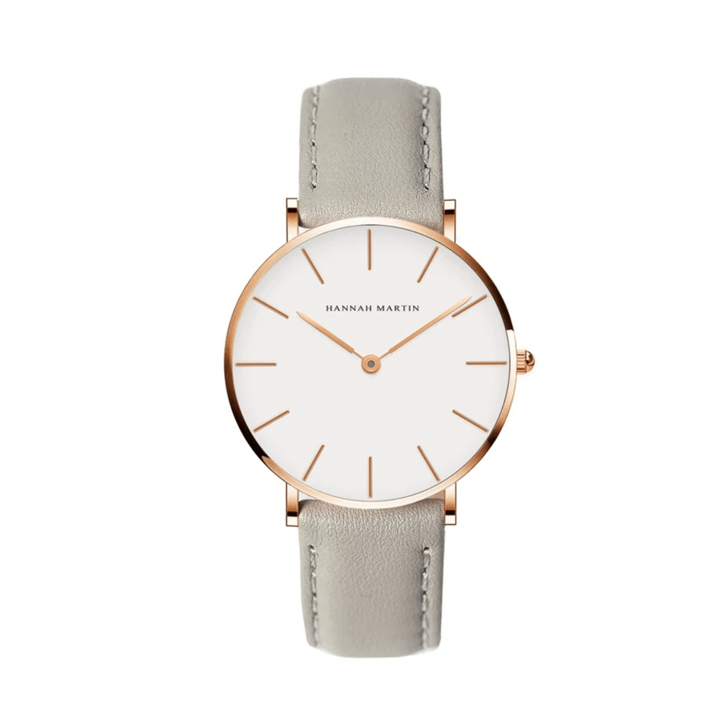 Women's Leather Strap Round Dial Watch - Oreela