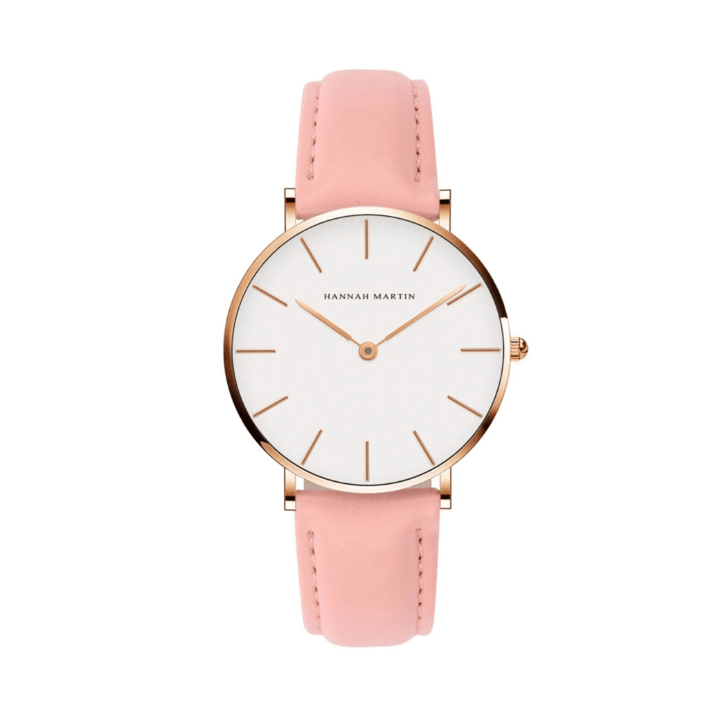 Women's Leather Strap Round Dial Watch - Oreela