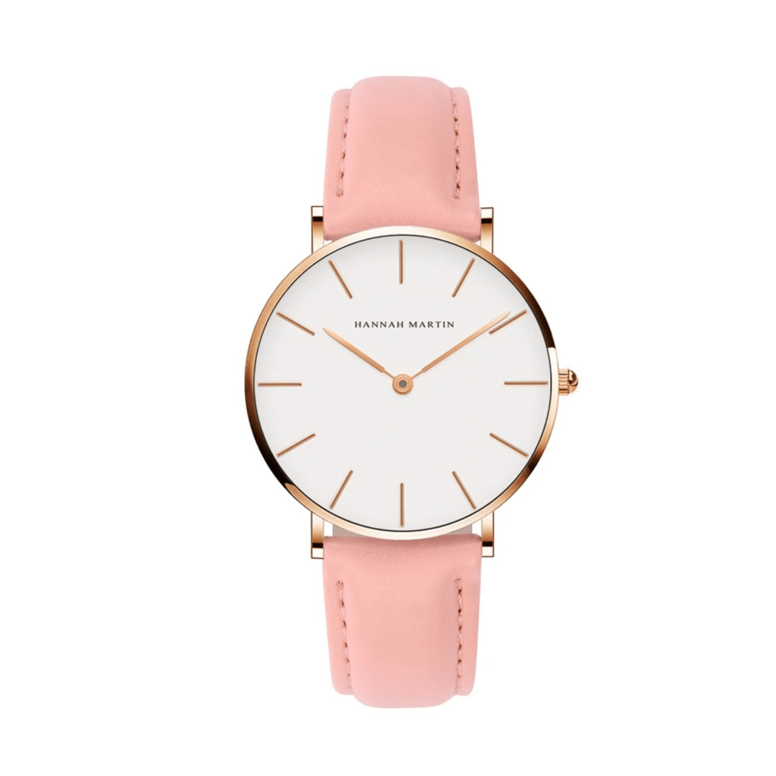Women's Leather Strap Round Dial Watch - Oreela