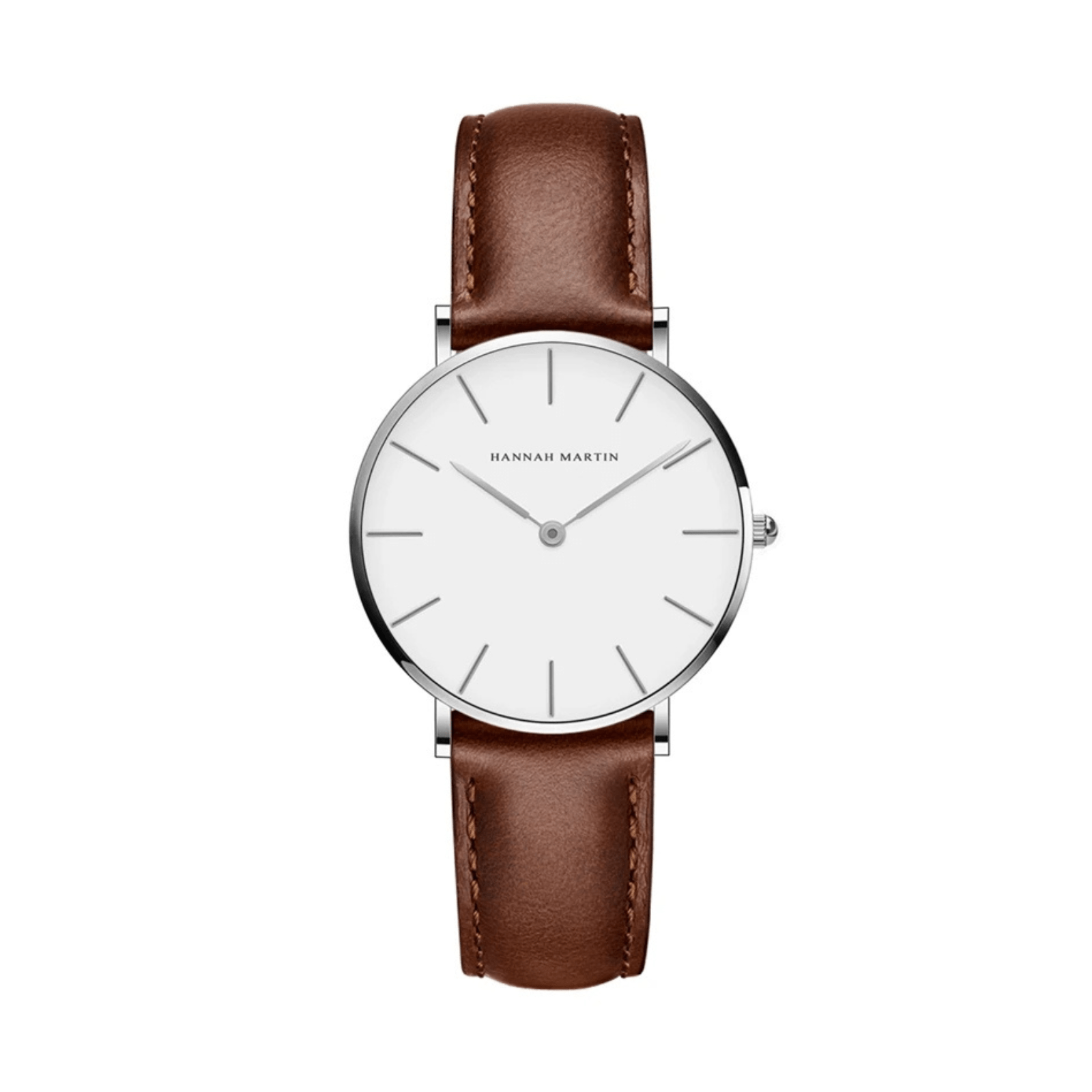Women’s Leather Strap Watch with Round Dial - Oreela