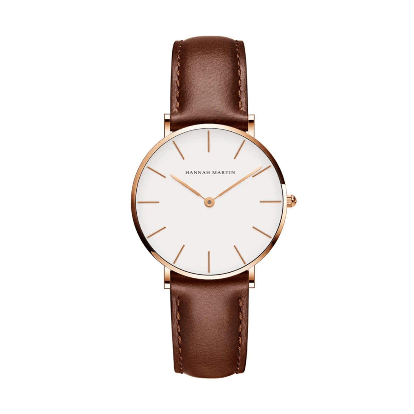 Women’s Leather Strap Watch with Round Dial - Oreela