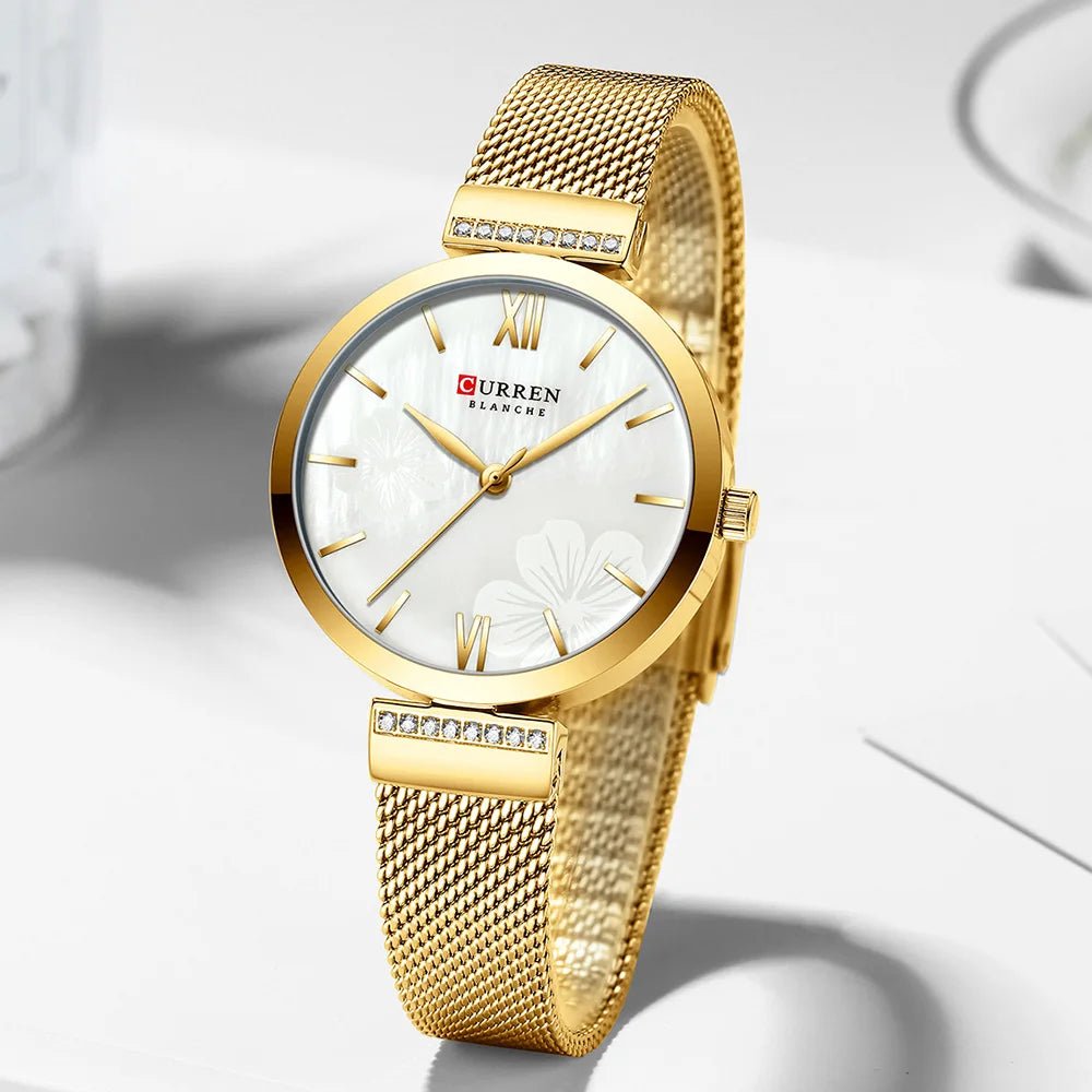 Women’s Luxury Gold Quartz Bracelet Watch Stainless Steel Wristwatch - Oreela