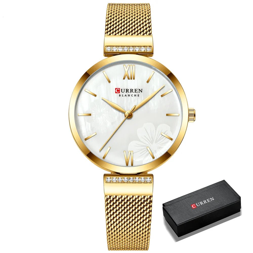 Women’s Luxury Gold Quartz Bracelet Watch Stainless Steel Wristwatch - Oreela