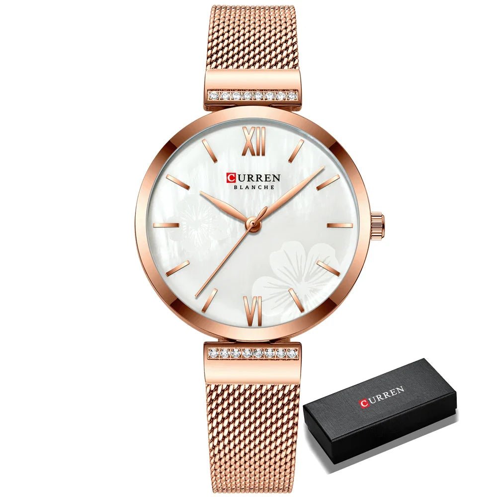 Women’s Luxury Gold Quartz Bracelet Watch Stainless Steel Wristwatch - Oreela