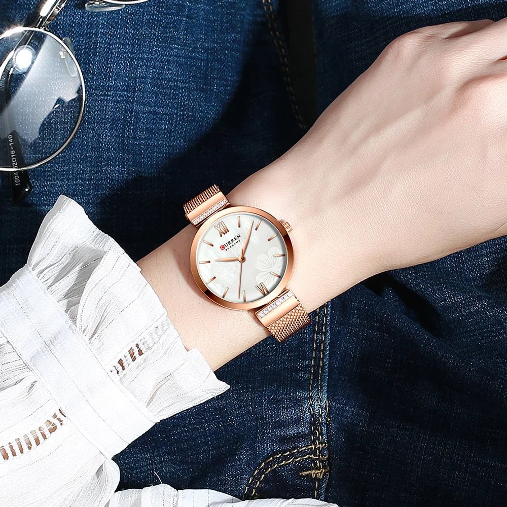 Women’s Luxury Gold Quartz Bracelet Watch Stainless Steel Wristwatch - Oreela