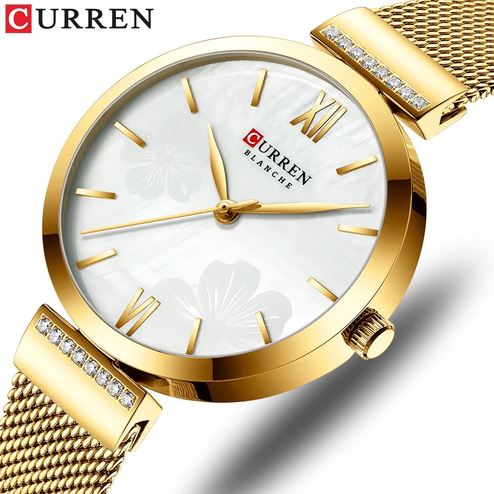 Women’s Luxury Gold Quartz Bracelet Watch Stainless Steel Wristwatch - Oreela