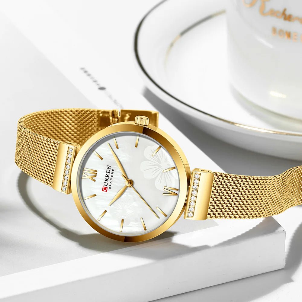 Women’s Luxury Gold Quartz Bracelet Watch Stainless Steel Wristwatch - Oreela